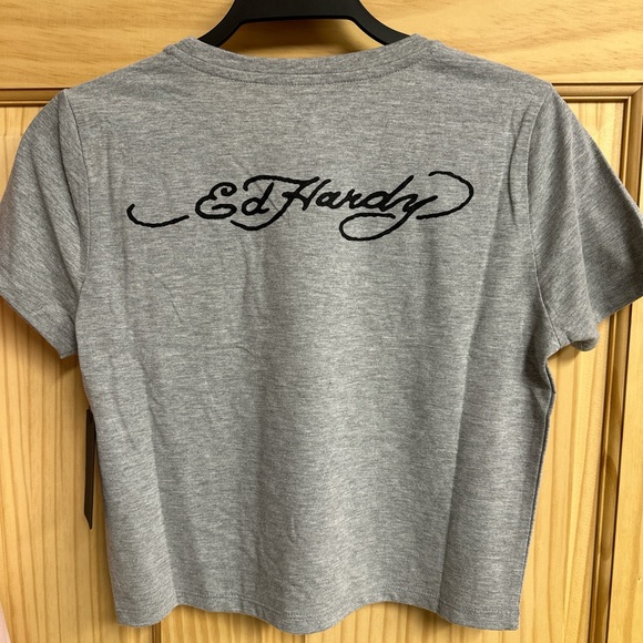 Women’s Large Grey Ed Hardy Crop Top - Picture 5 of 6